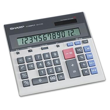 Imagem de Sharp QS-2130 Calculadora de mesa comercial de 12 dígitos com suporte, lógica aritmética, bateria e tela LCD híbrida solar, ótima para uso doméstico e no escritório