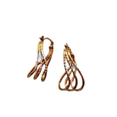 Imagem de Brinco Argola Tricolor Texturizada em Aço Inox