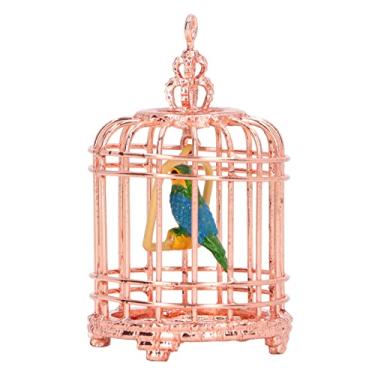 Imagem de Akozon Akozon 1/12 Metal Dollhouse Birdcage - Gaiola de Pássaro Em Miniatura para Decoração e Fotografia de Bonecas - Ideal para Bonecas de 1/12 e /6 de Escala (Rose Gold)