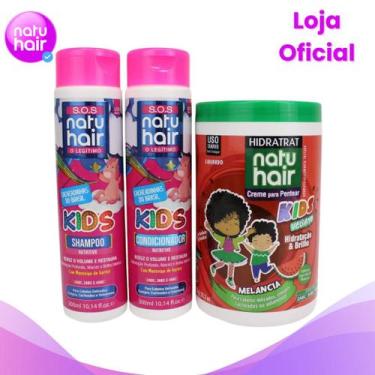 Imagem de Kit SOS Kids com Creme para pentear Melancia Natuhair 1 kg - Natuhair 