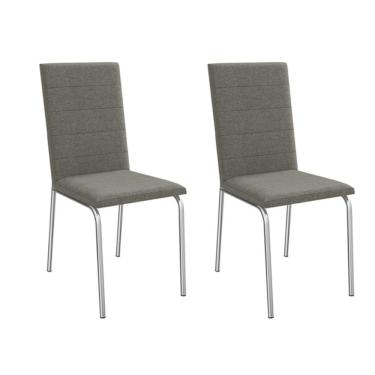 Imagem de Cadeira de Cozinha Amsterdã 2C091 Aço Kit 2 Un Cromado/Linho Escuro - Kappesberg