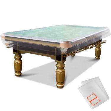 Imagem de Storage Standard Pacote com 2 capas de mesa de bilhar e bilhar 2,5 m – Plástico transparente resistente reutilizável, capas de mesa de bilhar padrão de 2,4 m, capa impermeável para armazenamento