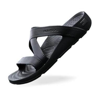 Imagem de NUUSOL Hailey Chinelo Feminino Chinelo Chinelo; Sandália Egonômica Feminina, Palmilha Texturizada, Amortecimento Macio, Antiderrapante, Suporte Ortográfico de Arco, Alivia a Dor de Fascite Plantar, XXX-Pequeno (6 Mulheres) Eclipse Preto