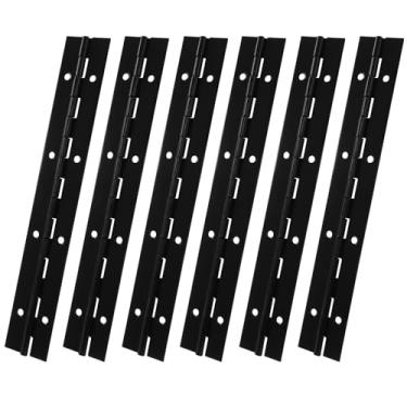 Imagem de Cionyce Pacote com 6 dobradiças de piano de aço inoxidável 304 resistentes de 20 cm, dobradiça contínua de grau marítimo com furos para armários, barcos e portas marítimas (preto)