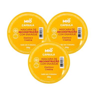 Imagem de Kit 3 Máscara de Reconstrução Capilar Mió Elastina e Creatina Cápsula 20g