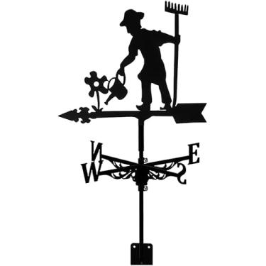 Imagem de RuiJOTWAT Cata-vento de cenário de fazendeiro, indicador de direção do vento de aço inoxidável, estilo vintage, para decoração de artesanato de jardim ao ar livre em casa