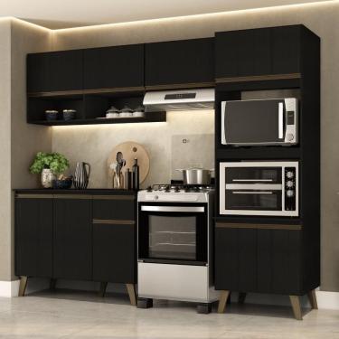 Imagem de Armário de Cozinha Completa c Balcão Atlanta Essence Carraro Preto Touch