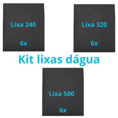 Imagem de Kit Lixas 240 320 500 6 Folhas De Cada Lixamento D'água Grão Metal Plá