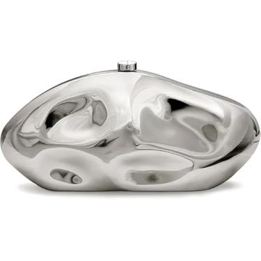 Imagem de Gets Bolsas e bolsas de mão de acrílico para mulheres em forma de concha bolsa transversal de ombro com bolsa clutch de corrente para festa de casamento, B, prata