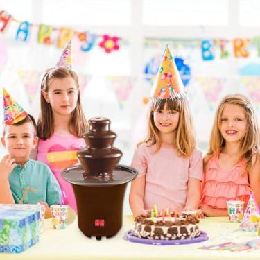 Imagem de Fonte Fondue Chocolate 110V, Mini Panela Fondue Chocolate Quente Em Cascata, Máquina Derretimento Elétrica 3 Camadas, Aquecida, Fácil Limpar, Festa Em Casa Para Queijo, Molho Churrasco, Frutas 110V.