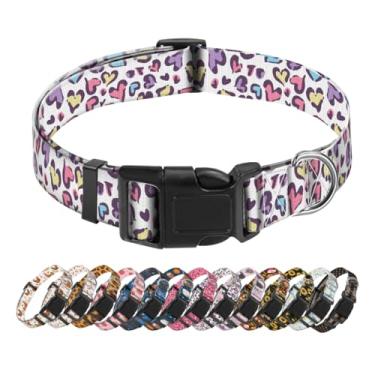 Imagem de SXboxing Coleira para cães, coleira fofa para cães pequenos, médios e grandes, coleiras macias personalizadas para animais de estimação com fivela de liberação rápida para caminhada, corrida, coração