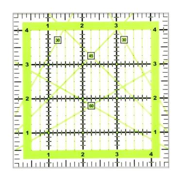 Imagem de UOOU Régua para quilting (11,4 cm x 11,5 cm), réguas de corte de tecido, réguas de acrílico para colchas com anéis antiderrapantes para facilitar o corte de precisão e artesanato acolchoado e costura, 1 pacote