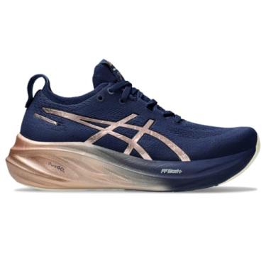 Imagem de ASICS Tênis de corrida feminino Gel-Nimbus 26, Expansão azul/ouro rosa, 41