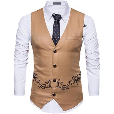 Imagem de Colete De Vestido Duplo Masculino Primavera Slim Fit Colete Sem Mangas Terno De Casamento Empresarial, Black2, S