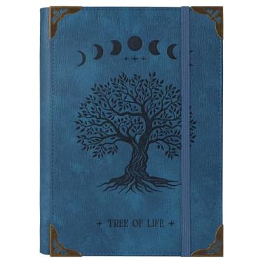 Imagem de TIEFOSSI A5 Pasta de 6 anéis para mulher e homem, diário de couro PU com tampa dura, diários árvore vintage, caderno retificado para a escola, agenda, viagens, trabalho, organizador