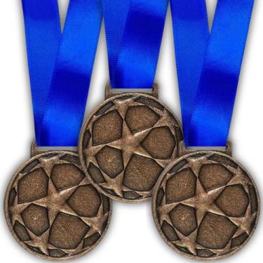 Imagem de Kit 5 Medalhas Para Premiação Esporte 55mm Com Fita Azul - Somedalha B