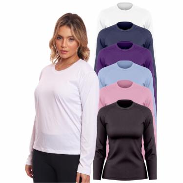 Imagem de Kit 6 Camisa Feminina Camiseta Térmica Proteção Solar Uv .-Feminino
