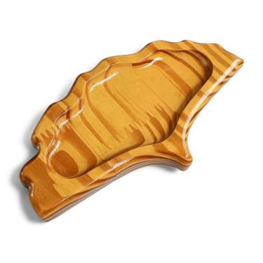 Imagem de Bandeja Porta Objetos Pequena em Forma de Folha Ginkgo Biloba em Madeira Pinus – Multiuso para Jóias, Chaves, Óculos e C