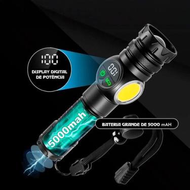 Imagem de Lanterna Tática Magnética LED COB Recarregável 30W com 9 Modos  USB Ti