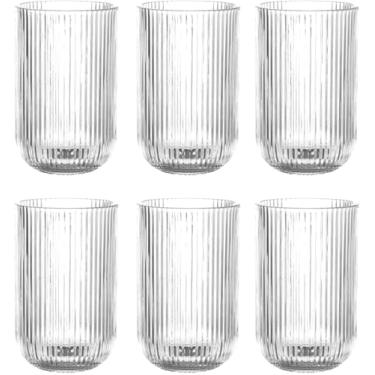 Imagem de Jogo 6 Copos Vidro Canelado 420ml Estilo Versalhes Premium para Água e Drinks