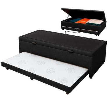 Imagem de Bicama com Baú Solteiro Viena Nature Preto 88x188