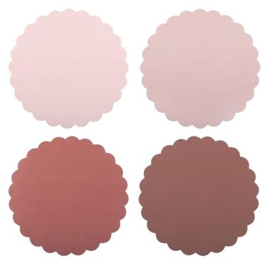 Imagem de 48 peças de jogo americano de papel rosa empoeirado cor gradiente recortado tapete descartável, 4 cores, recortes de papel de 33 cm para banquete de casamento, aniversário, chá (rosa macio)