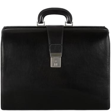 Imagem de Time Resistance Pasta de couro para advogado - Pasta italiana para laptop feita à mão para homens e mulheres - Capa anexada - Bolsa médica, Preto, One Size