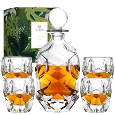 Imagem de Homestia Conjunto de decantador de uísque de 750 ml, decantador de licor de 750 ml com 4 copos de uísque à moda antiga para uísque, bourbon, uísque e bebidas alcoólicas