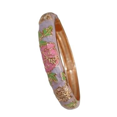 Imagem de Only My Live Home Pulseira de flor de peônia cloisonne colorida esmaltada com dobradiças femininas joias vintage chinesas étnicas tradicionais artesanais presentes, Diameter 2.36 inch wide 0.39 inch