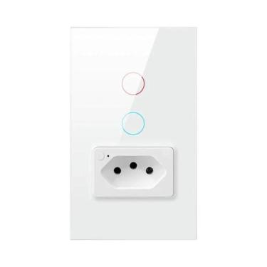 Imagem de Tomada Inteligente Wi-Fi com Interruptor - Padrão Brasileiro, 1/2 Botõ