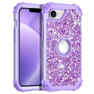 Imagem de Casetego Capa para iPhone 16e, brilhante, brilhante, três camadas, resistente, resistente à prova de choque, proteção completa e resistente, capa protetora para meninas para Apple 16e de 6,1 polegadas