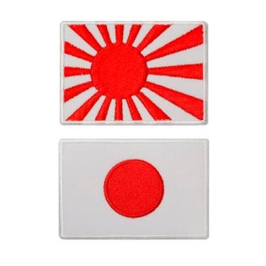 Imagem de Sol Nascente Bandeira do Japão Bordado Ferro no Patch Bandeira do Japão Aplique Bandeira Samurai Bushido Ronin Ninja