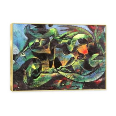 Imagem de Moldura dourada. Arte de parede de pinturas famosas, (sem título 18) por Max Ernst, pôster impresso em tela, imagem de arte abstrata para sala de estar quarto decoração de casa. 50 x 70 cm - 19,6 x