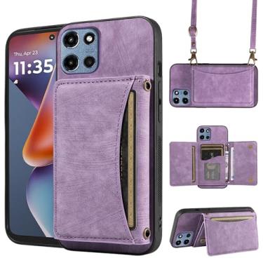 Imagem de Capa de telefone para Motorola Moto G 5G 2025 capa carteira com alça de ombro transversal, couro PU, porta-cartão de crédito, bolso fino, acessórios para celular, bolsa flip para celular G5G 5 G G5
