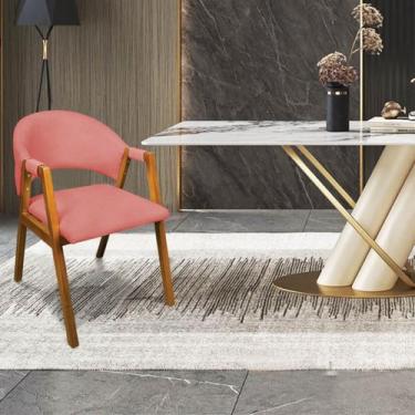 Imagem de Cadeira Sala de Jantar Em Madeira Yara Suede Rosê D03 - D'Rossi - D Ro