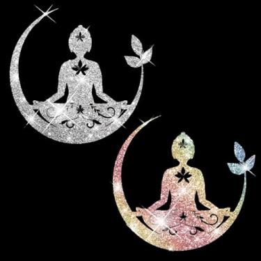 Imagem de Decalque de carro estilo ioga brilhante autoadesivo PVC brilhante adesivo para carros, caminhões, motocicletas, capa de porta multidecoração adesivo (branco e colorido)