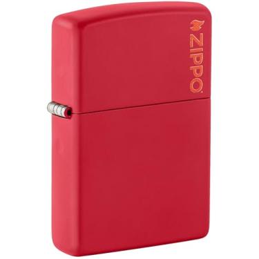 Imagem de Zippo Isqueiro de bolso clássico vermelho fosco com logotipo Zippo