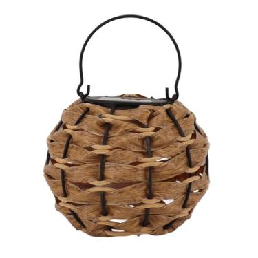 Imagem de Lanterna solar externa LED LED à prova d'água de vime de vime de vime solar Solar Light com alça para decorações de Natal Gautela da varanda do jardim