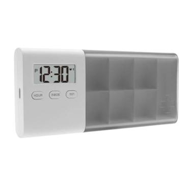 Imagem de predolo Estojo Organizador de Comprimidos para Viagem, Caixa Eletrônica para Comprimidos com Alarme E Lembrete para Casa, Escritório E áreas Externas, Cinza