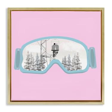 Imagem de Stupell Industries Winter Slopes Goggles Gold Framed Floater Canvas Wall Art Design por Ashley Singleton, 45,7 x 45,7 cm