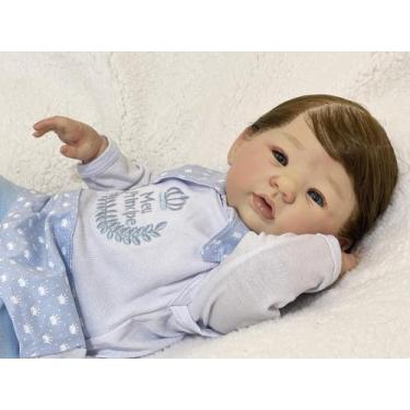 Imagem de Bebê Reborn, Menino, Realista, Perfeito, Enxoval completo com 17 Itens