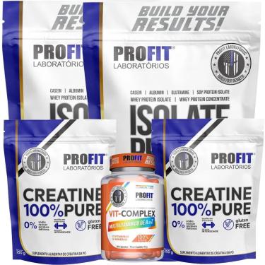 Imagem de 2X WHEY ISOLATE 900G l 2X CREATINA PURA 250G l 1X MULTIVITAMÍNICO VIT COMPLEX 90 CÁPSULAS l PROFIT-Unissex