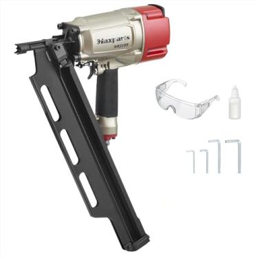 Imagem de Maxparts Pistola de pregos de moldura NR2190, carregador de 21°, pregador de moldura aceita pregos de 5 a 8,5 cm, com motor de disparo rápido para paletes, caixas, molduras, cercas