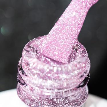 Imagem de BURANO Esmalte de gel com glitter reflexivo rosa, LED UV 7,3 ml, esmalte de unhas marrom nude brilho holográfico com glitter em gel, necessidade de cura para DIY Home S2