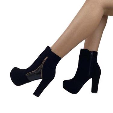 Imagem de Bota feminina salto alto bloco preto er138 sapato feminino - EMILIA RI