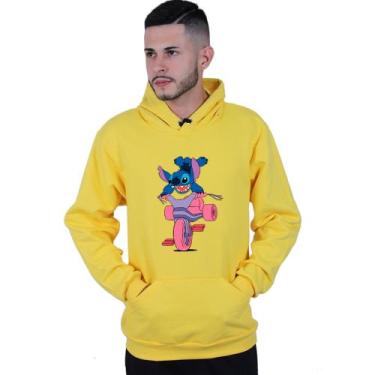 Imagem de Moletom Unissex Canguru Lilo Stitch Motoca - Lafre, Amarelo, P