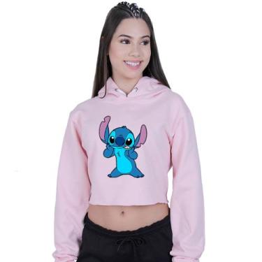 Imagem de Cropped Moletom Feminino Lilo Stitch Linguinha - Lafre, Rosa claro, P