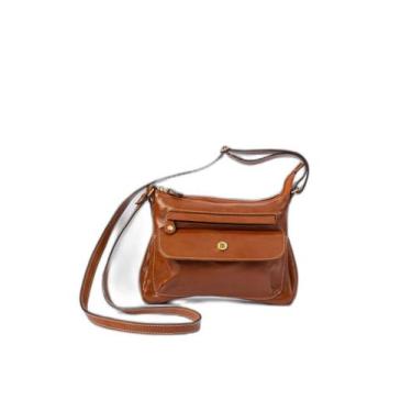 Imagem de Bolsa Selma Caramelo Transversal Feminina Em Couro Legitimo - Betania 
