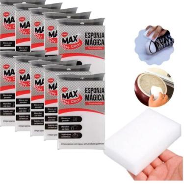 Imagem de Kit c/ 10 Esponja Mágica para Limpeza Melanina Tira Mancha Limpa Pared