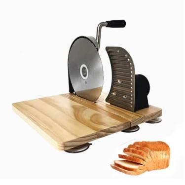 Imagem de HYZHANHONG Máquina de pão dobrável versátil, fatiadora de pão manual com espessura ajustável, fatiamento uniforme, fatiadora de pão manual para padarias cafeterias cozinha doméstica
